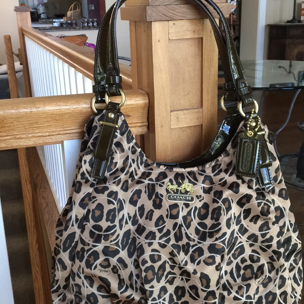 Coach Brown and black Leopard print purse